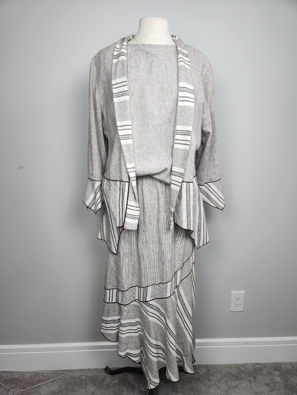 Vintage I.C. Collection By Connie Linen Cotton 3 Piece Set Jacket Skirt Tank Top